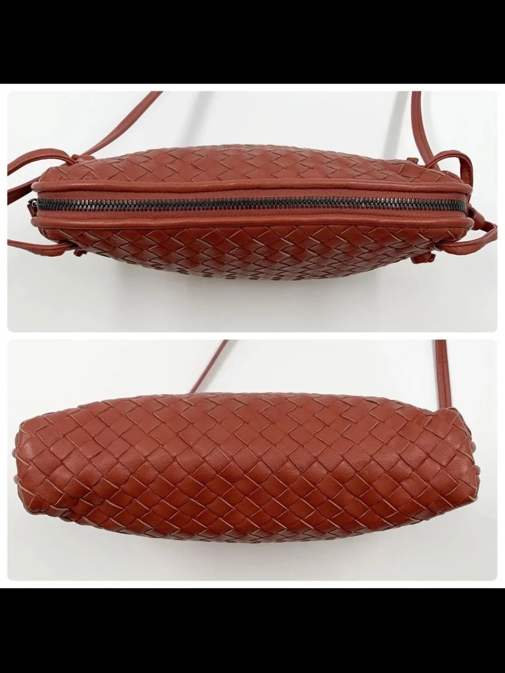 Bottega Veneta Woven Leather Crossbody in Terracotta